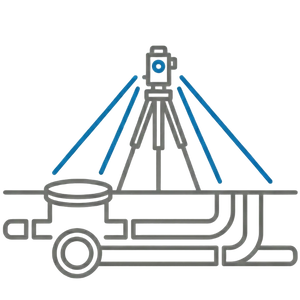 Line drawing of a surveying instrument on a white background
